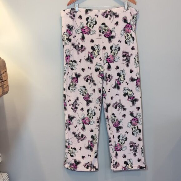 3/$20 Disney Minnie Mouse Fleece Pajama Pants Lounge Winter Pull On Straight Leg - Picture 7 of 7